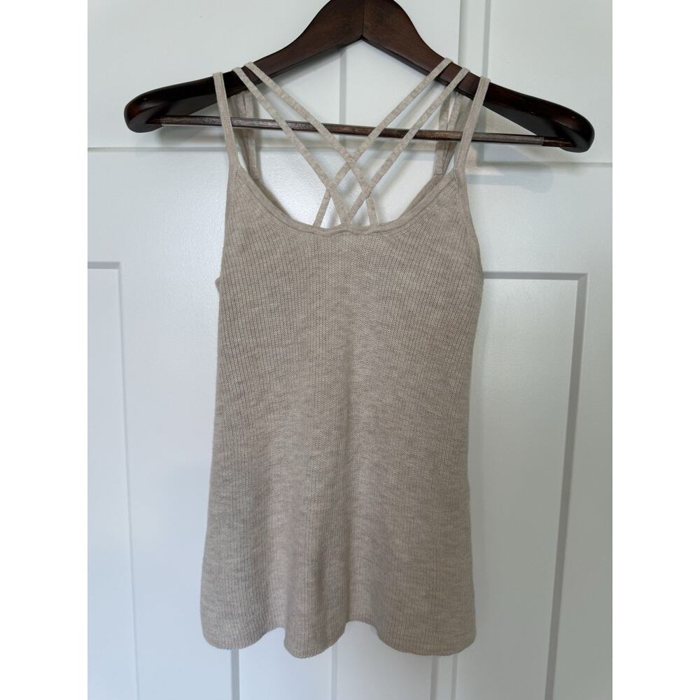 American Eagle Strappy Knit Tank Top XS Cream Spaghetti Strap Ribbed
